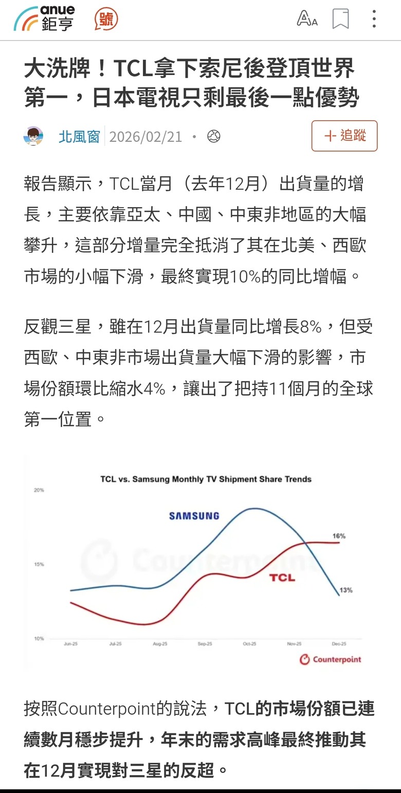 大洗牌！TCL拿下索尼後登頂世界第一，日本電視只剩最後一點優勢