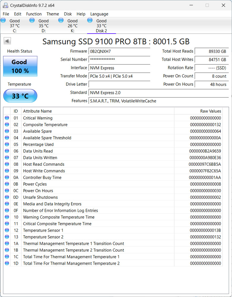 【開箱簡測】Samsung 9100 Pro 8TB PCIe Gen5.0 x4 NVMe SSD Z890/X870E 雙平台效能簡測 (圖多)