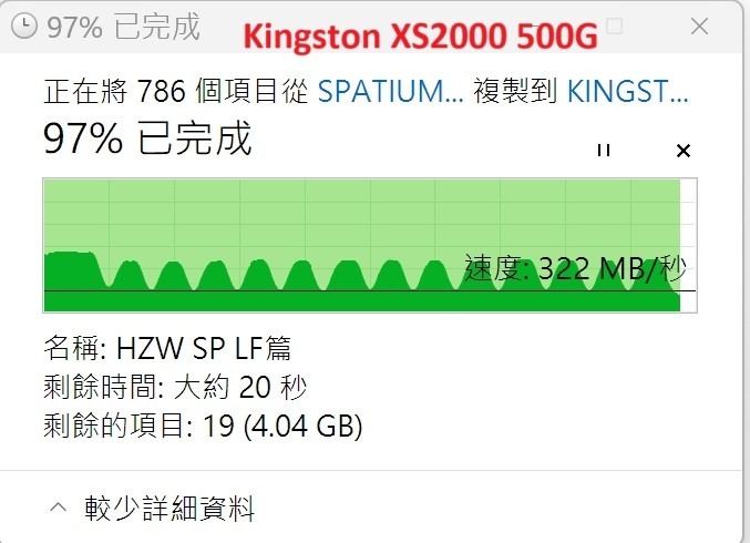 同場加映1: 金氏VS西數 USB 3.2 Gen2x2 外接SSD行動碟大PK, 大檔寫入速度誰能勝出?