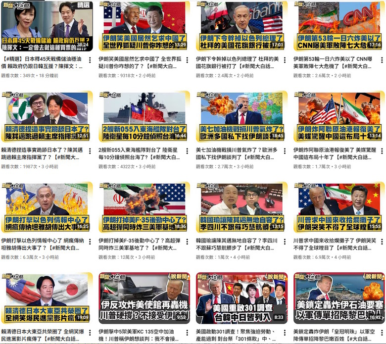 ⫸3月20 兩岸今日排名- 新聞大白話