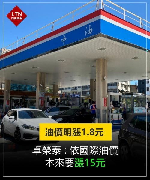 油價明漲1.8元 卓榮泰：依國際油價本來要漲15元