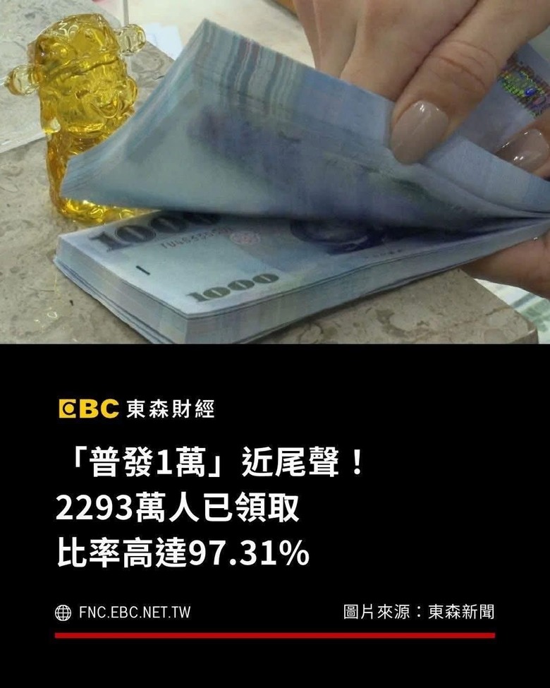 拒領普發1萬 不到3%