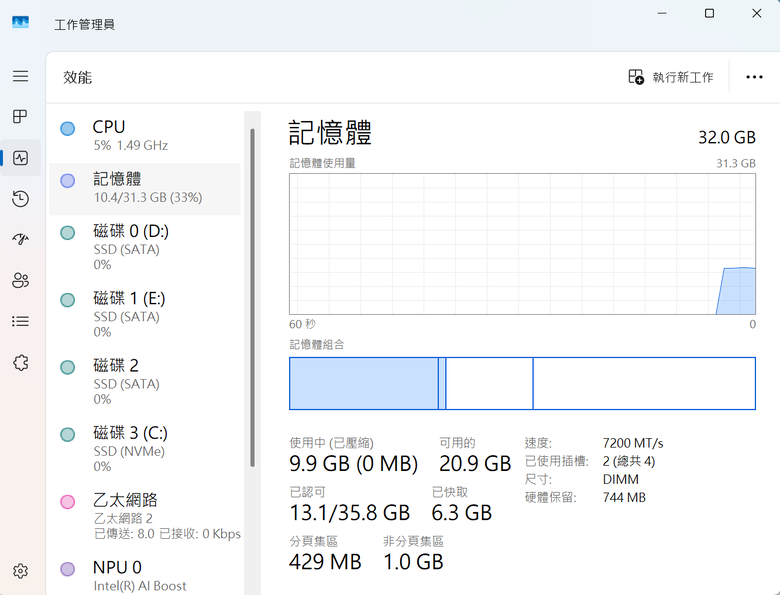 金士頓 32GB(雙通16GB*2) DDR5-7200 FURY Renegade RGB黑(KF572C38RSAK2-32)開箱分享與測試