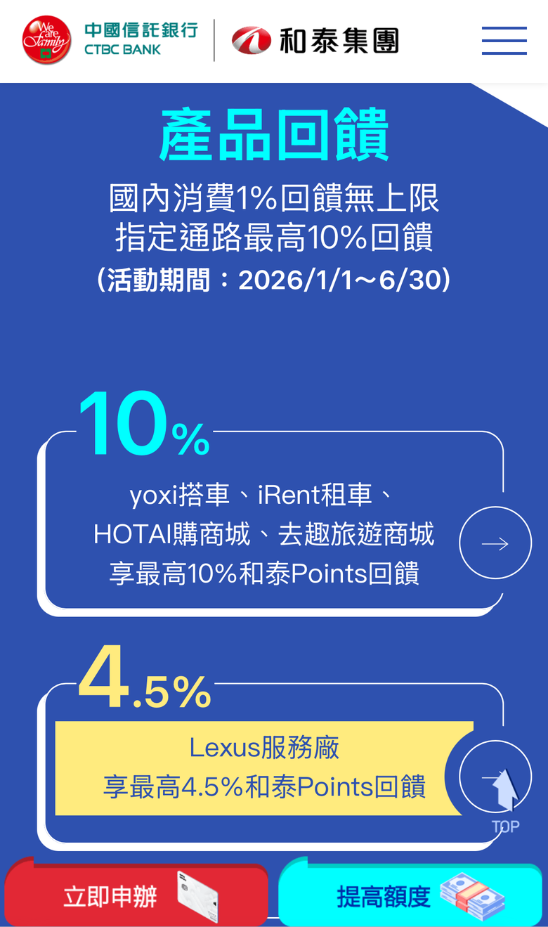 中信和泰聯名卡推薦嗎?