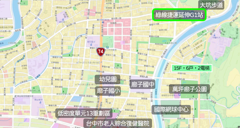 點我看大圖 🌟 北屯【純大3房新案】綠線捷運G1延伸話題 朝南高樓層無限棟距萬坪公園 周遭公園環繞 社區單純均質宅 空拍分享