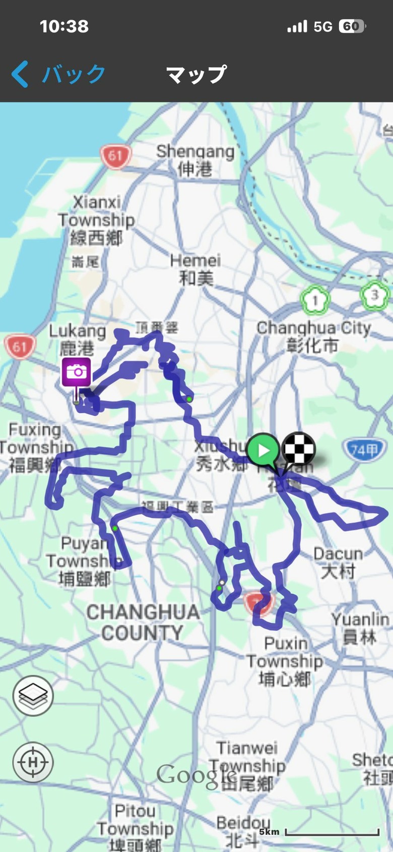 彰化花壇火車站出發再回原點,騎單車畫馬圖