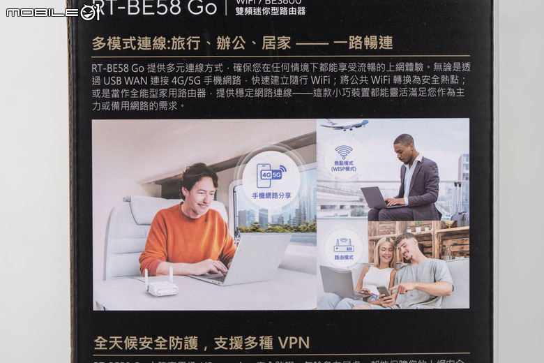ASUS RT-BE58 Go 雙頻迷你路由器開箱 輕巧身形讓外出辦公也能架構安全私人網路