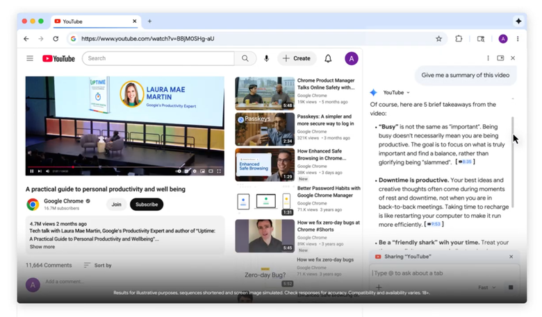 Google 將 Gemini 3.1 加到 Chrome 瀏覽器裡了！用 AI 瀏覽網頁、彙整 Gmail 還可以直接生圖