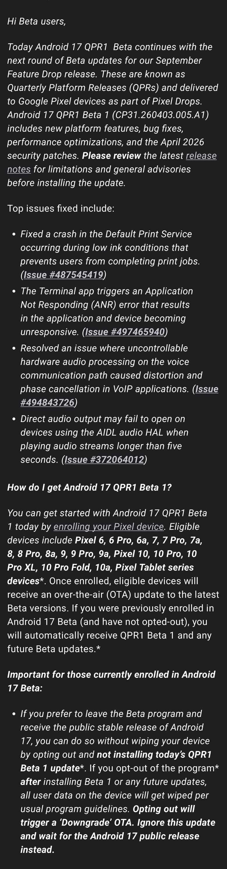 [ Android 17 QPR1 Beta 1 OTA ]