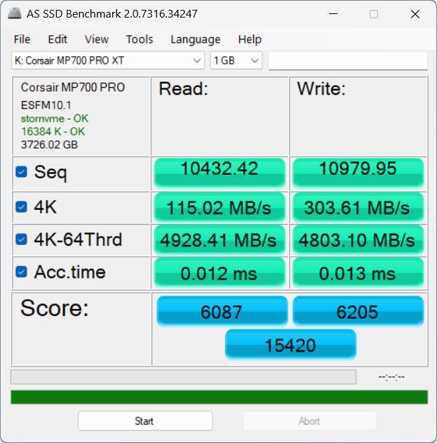 【開箱簡測】Corsair MP700 Pro XT 4TB PCIe Gen5.0 x4 NVMe SSD X870E/Z890 雙平台效能簡測 (圖多)