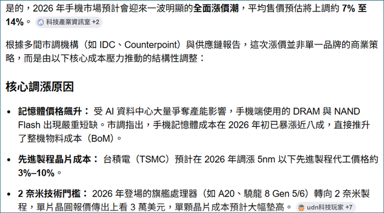 聽說今年手機會開始全面漲價?