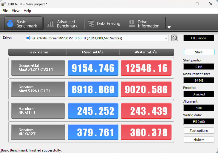 【開箱簡測】Corsair MP700 Pro XT 4TB PCIe Gen5.0 x4 NVMe SSD X870E/Z890 雙平台效能簡測 (圖多)