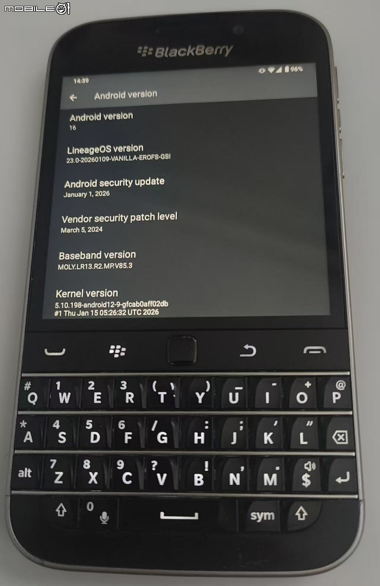 BlackBerry Classic Q25 已經可刷LineageOS Android 16