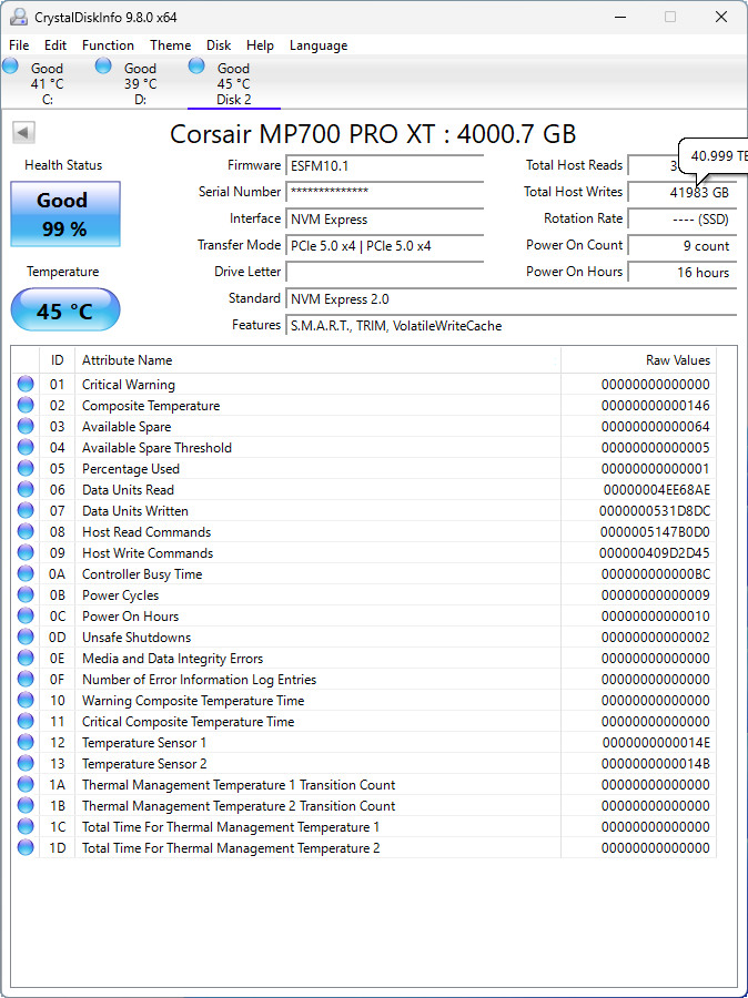 【開箱簡測】Corsair MP700 Pro XT 4TB PCIe Gen5.0 x4 NVMe SSD X870E/Z890 雙平台效能簡測 (圖多)