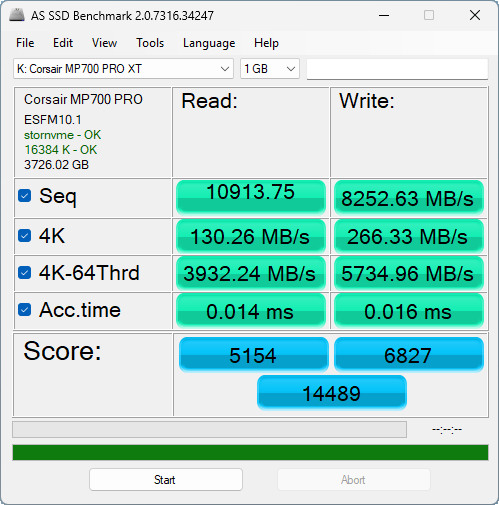【開箱簡測】Corsair MP700 Pro XT 4TB PCIe Gen5.0 x4 NVMe SSD X870E/Z890 雙平台效能簡測 (圖多)
