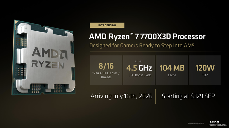 【Computex 2026】AMD 推出 Ryzen 7 7700X3D 處理器 讓舊用戶也能獲得更新效能 Ryzen 7 5800X3D 10 週年版也登場!