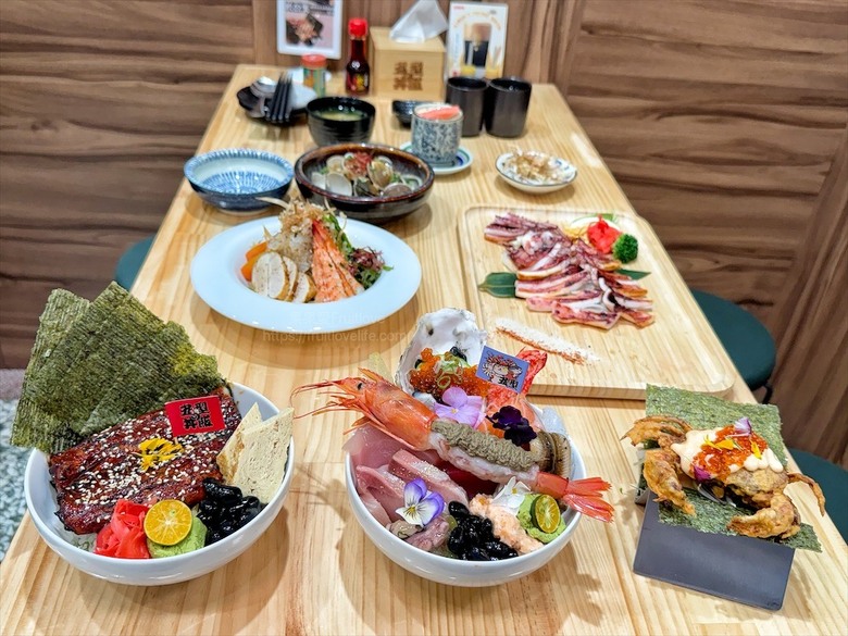 平價日本料理，生熟丼、刺身、炸烤物，無低消續飯湯吃到飽、壽星送生魚片蛋糕，寵物友善