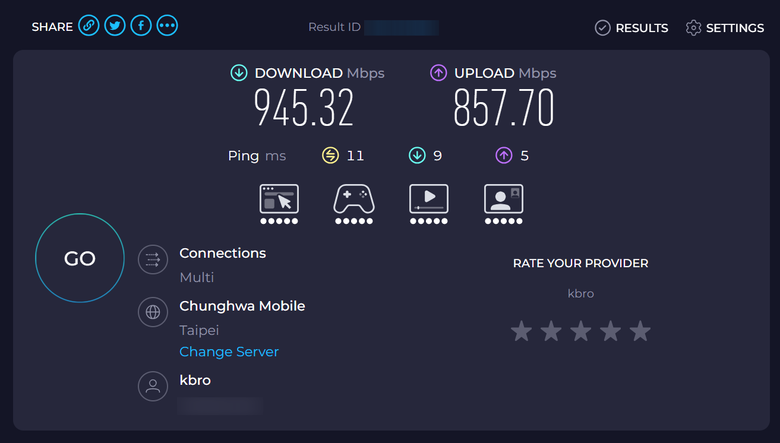凱擘 DOCSIS 3.1 對稱1Gbps網路 簡單實測