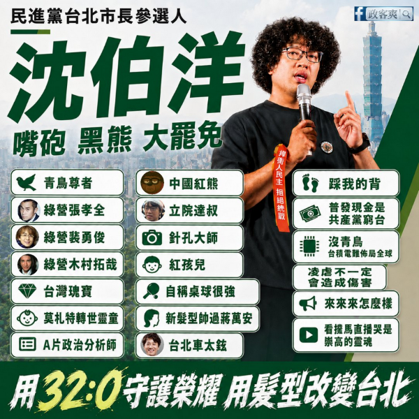 賴清德：沈伯洋是台北市長的不二人選，能以「三度空間」治理台北市