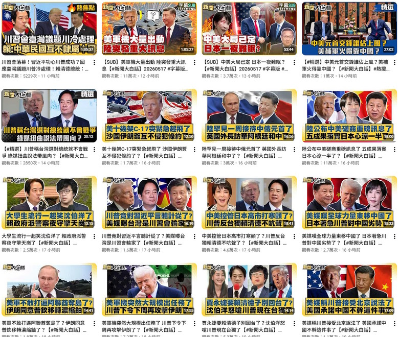 🌏兩岸05/22～26 今日排名- 新聞大白話