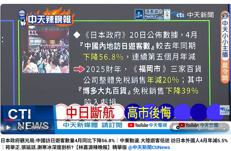 中天新聞不愧是中國宣傳媒體 居然造謠說日本首相高市慘了