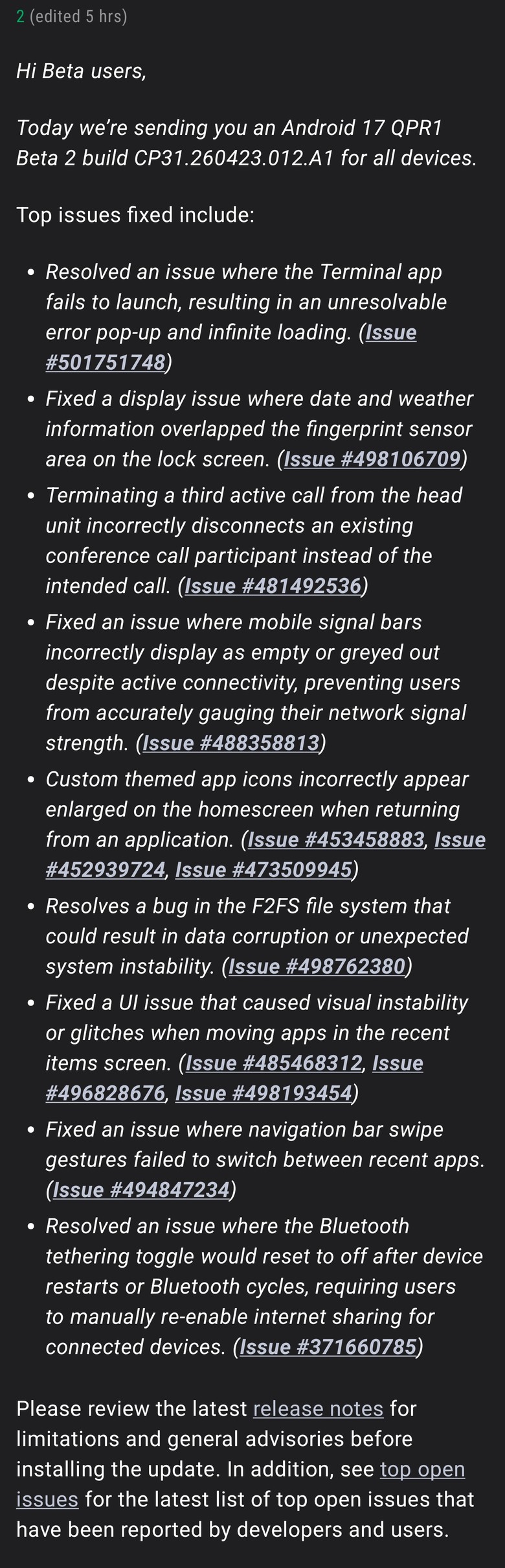 [ Android 17 QPR1 Beta 2 OTA]