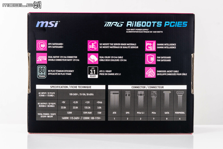 微星 MPG Ai1600TS PCIE5 電源供應器開箱體驗 以獨特 GPU SAFEGUARD 功能提供高階顯卡更安心電源保障