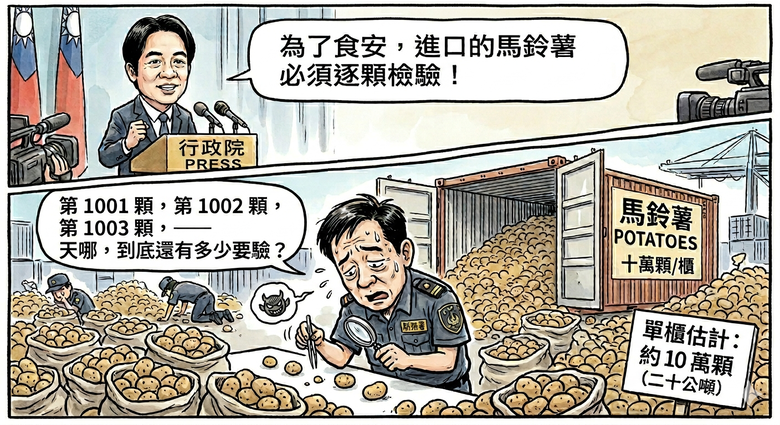 賴清德說馬鈴薯會逐顆檢驗 有可能嗎？