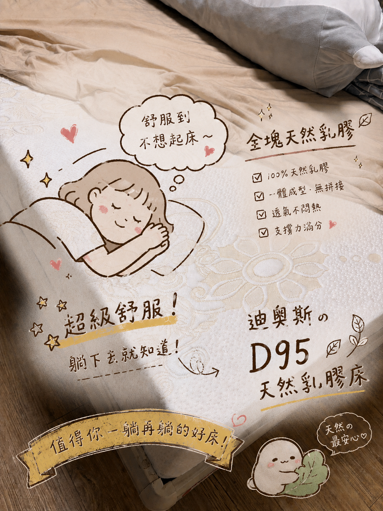 整塊的天然乳膠，才是真的天然乳膠床