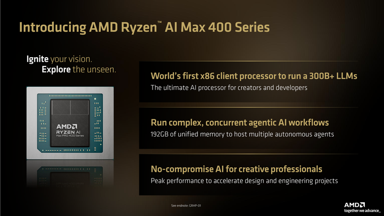 AMD 正式宣布 Ryzen AI Halo 將在下個月開始預購 提供 x86 平台更強本地端算力 最高支援 192GB 記憶體的 Ryzen AI Max 400 系列也將登場