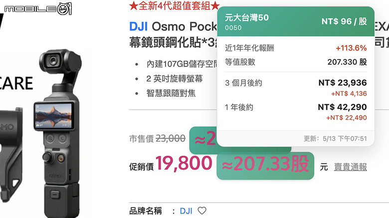 點我看大圖 衝動購物救星來了!這款 Chrome 工具能把商品價格換算成 0050 ETF 股數