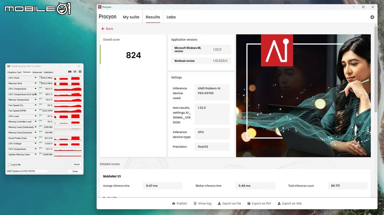 點我看大圖 華碩 TURBO Radeon AI PRO R9700 32GB 繪圖卡開箱實測 以大容量記憶體提供更多 AI 應用執行空間