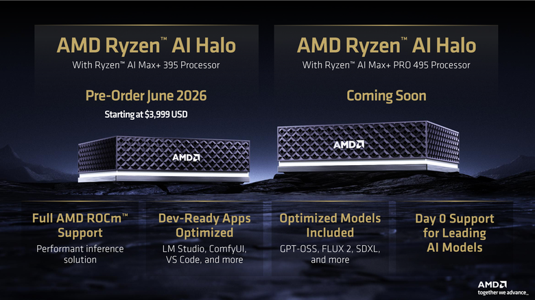AMD 正式宣布 Ryzen AI Halo 將在下個月開始預購 提供 x86 平台更強本地端算力 最高支援 192GB 記憶體的 Ryzen AI Max 400 系列也將登場
