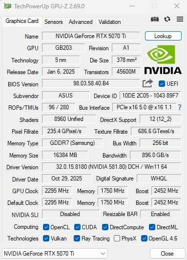[開箱] ASUS PRIME RTX5070TI 16GB