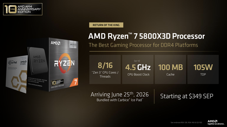 【Computex 2026】AMD 推出 Ryzen 7 7700X3D 處理器 讓舊用戶也能獲得更新效能 Ryzen 7 5800X3D 10 週年版也登場!
