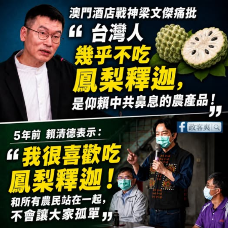 陸委會稱台灣人不吃鳳梨釋迦！藍委酸：賴清德愛吃，他不是台灣人？