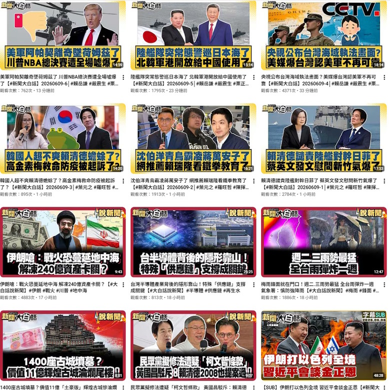 🌏兩岸06/10～20 今日排名- 新聞大白話