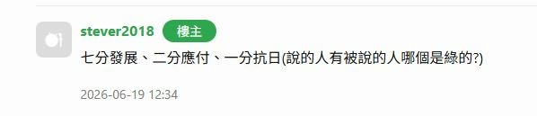 毛澤東有說過：七分發展、二分應付、一分抗日這句話嗎？