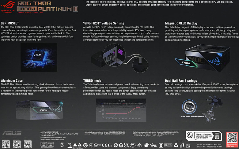 點我看大圖 ROG THOR III 1000W ATX 3.1白金全模組電源開箱