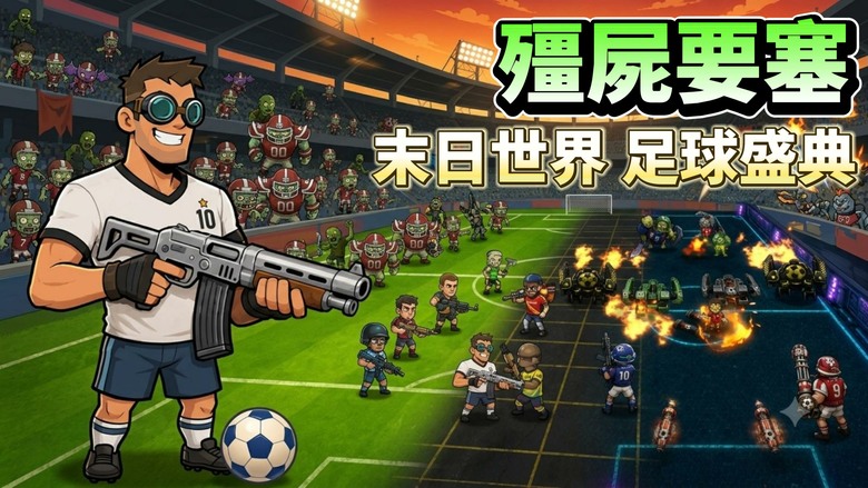 《殭屍要塞-足球狂歡季》6月10日更新 足球狂歡季正式開啟 在殭屍橫行的世界中 迎接全球足球季盛典 | 結合爽快合成、Roguelike 隨機技能與生存戰鬥玩法 擊退一波又一波的殭屍入侵！