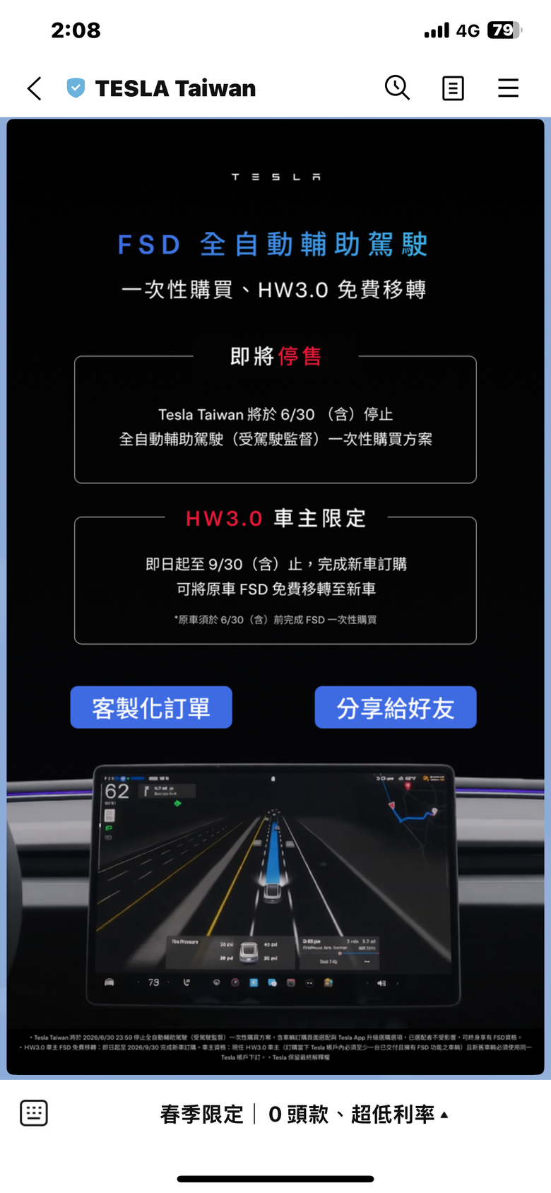 台灣特斯拉優惠給最少，條件跑最快