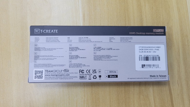 點我看大圖 2026的黃金開箱 T-CREATE EXPERT 24GB D5-6000CL28 評測