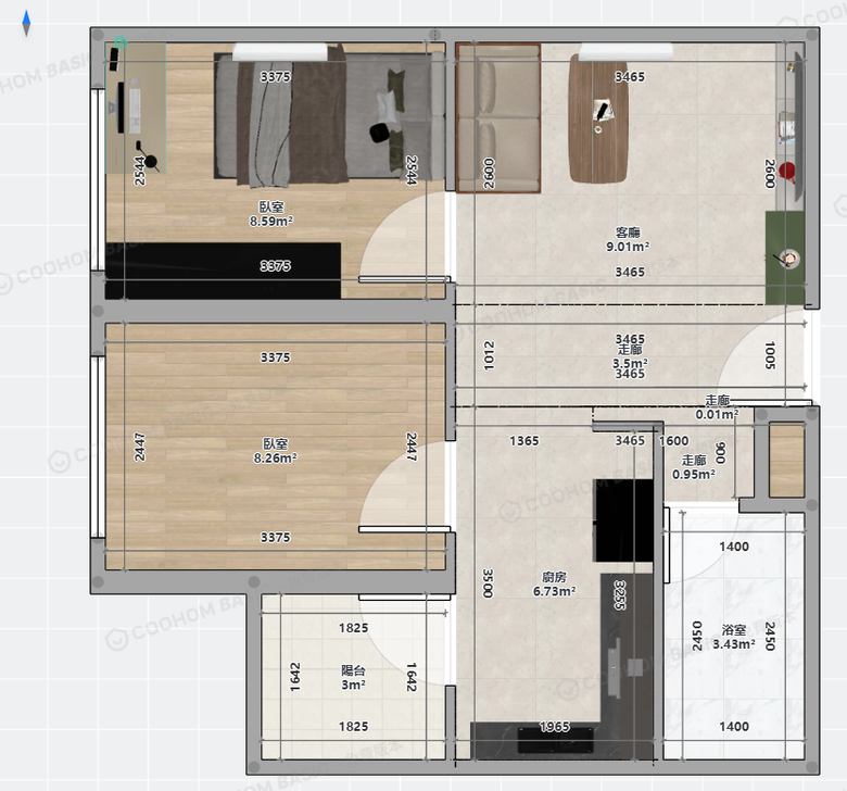 室內坪數14坪, 2大1小, 尋求建議