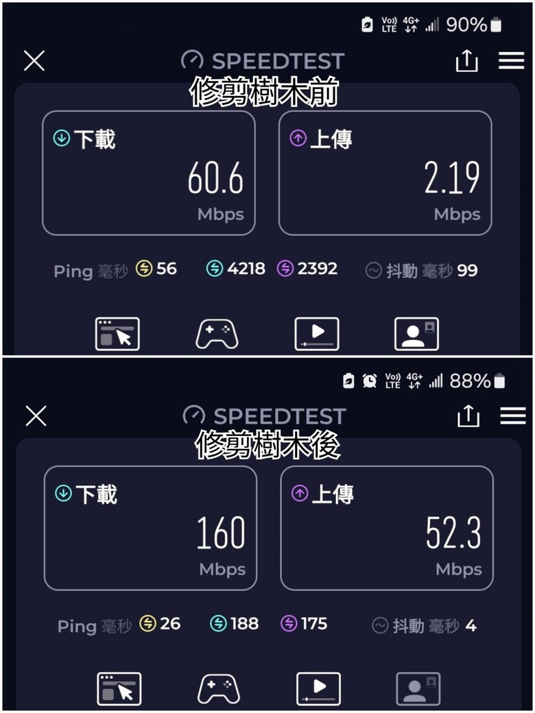 手機訊號突然變好？原來是公所修剪行道樹XD