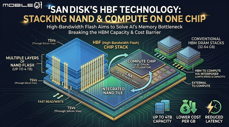 Sandisk 推出將快閃記憶體與處理器整合的 HBF 技術 減少高階 AI 系統對 HBM 記憶體需求