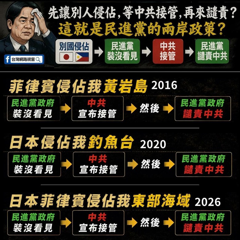 外國侵門踏戶惦惦不敢吭聲，等阿共出來好嚴正抗議