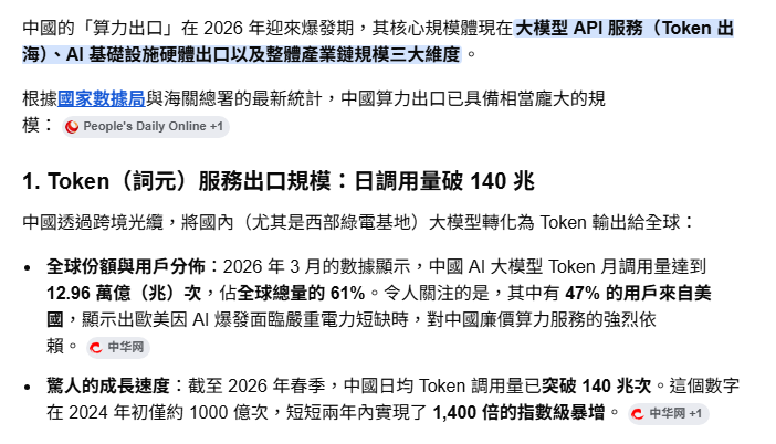 AI算力也能出口? 中國的「算力出口」在 2026 年迎來爆發期
