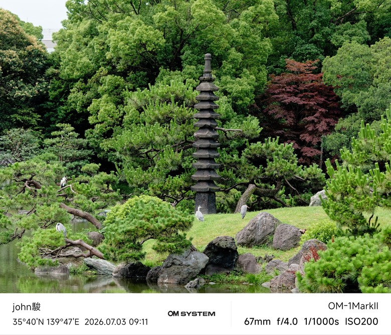 再看一次東京第一日(清澄庭園、藍瓶咖啡、OMSYSTEM PLAZA、炸牛排元村、東京鐵塔)(OM SYSTEM OM-1II、OM-3、OM-5II、TG-7)