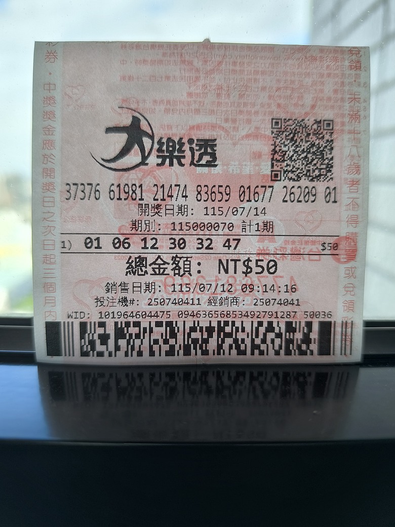 彩券上下方的一整排數字是什麼?