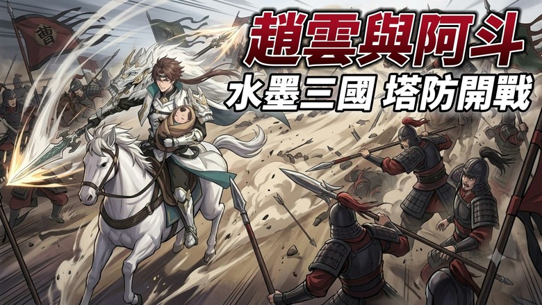 《趙雲與阿斗》7月27日更新 文字水墨風合成塔防登場 | 收集武將名字 形成強大兵種 化身三國名將 即時排兵布陣 抵禦敵軍進攻 | 從士兵一路晉升皇帝 體驗快節奏塔防、策略養成與古代戰場的熱血征戰